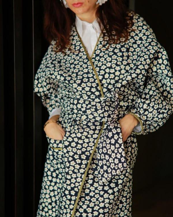 Navy Daisy Dream Kimono Ceket