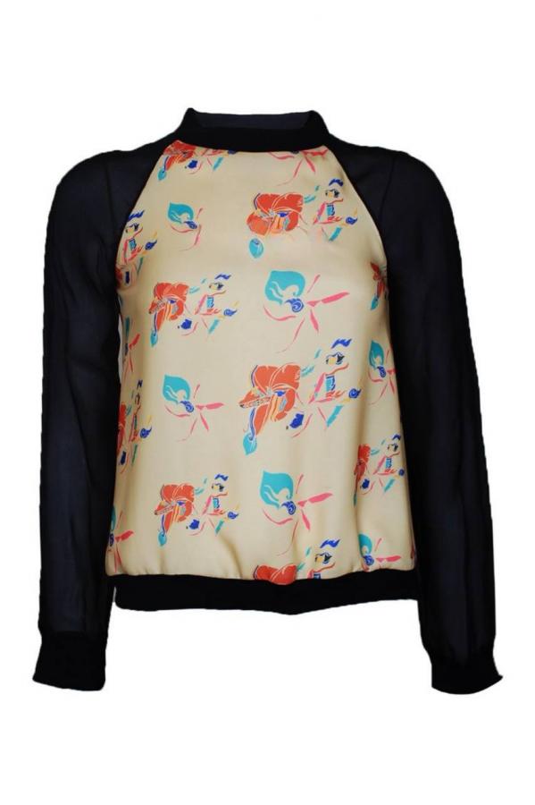 Floral siyah sweatshirt